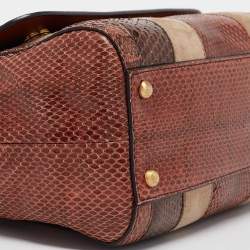 Pre Owned Dolce & Gabbana Multicolor Suede and Python Stripe Miss Sicily Top Handle Bag