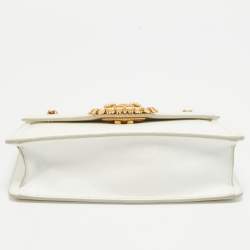 Pre Owned Dolce & Gabbana White Leather Devotion Chain Shoulder Bag
