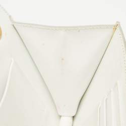 Pre Owned Dolce & Gabbana White Leather Devotion Chain Shoulder Bag