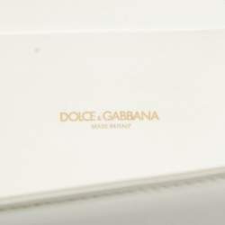 Pre Owned Dolce & Gabbana White Leather Devotion Chain Shoulder Bag