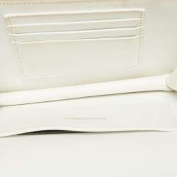 Pre Owned Dolce & Gabbana White Leather Devotion Chain Shoulder Bag