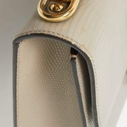 Dolce & Gabbana Grey Lizard Embossed Leather Small Lucia Top Handle Bag