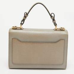 Dolce & Gabbana Grey Lizard Embossed Leather Small Lucia Top Handle Bag