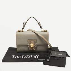 Dolce & Gabbana Grey Lizard Embossed Leather Small Lucia Top Handle Bag