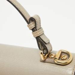 Dolce & Gabbana Grey Lizard Embossed Leather Small Lucia Top Handle Bag