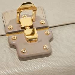 Dolce & Gabbana Grey Lizard Embossed Leather Small Lucia Top Handle Bag