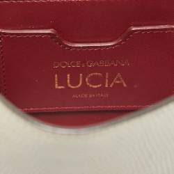 Dolce & Gabbana Grey Lizard Embossed Leather Small Lucia Top Handle Bag