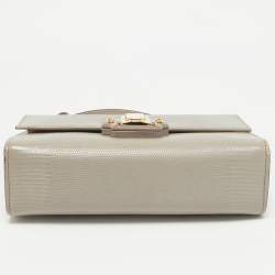 Dolce & Gabbana Grey Lizard Embossed Leather Small Lucia Top Handle Bag