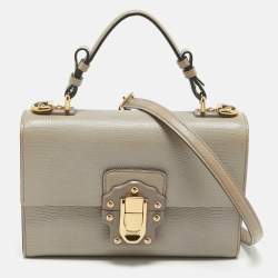 Dolce & Gabbana Grey Lizard Embossed Leather Small Lucia Top Handle Bag