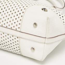 مملوكة مسبقًا Dolce & Gabbana White Perforated Leather Drawstring Shoulder Bag