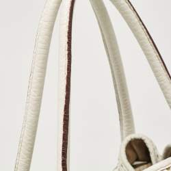 مملوكة مسبقًا Dolce & Gabbana White Perforated Leather Drawstring Shoulder Bag