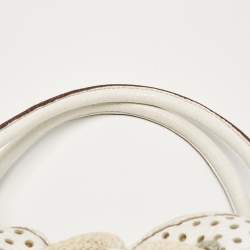 مملوكة مسبقًا Dolce & Gabbana White Perforated Leather Drawstring Shoulder Bag