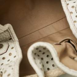 مملوكة مسبقًا Dolce & Gabbana White Perforated Leather Drawstring Shoulder Bag