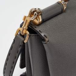 Dolce & Gabbana Grey Leather Miss Sicily Stitch Top Handle Bag