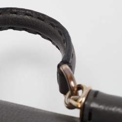 Dolce & Gabbana Grey Leather Miss Sicily Stitch Top Handle Bag