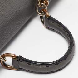 Dolce & Gabbana Grey Leather Miss Sicily Stitch Top Handle Bag