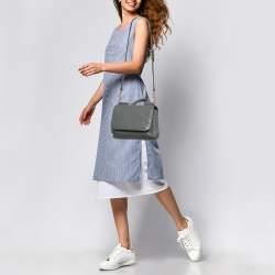 Dolce & Gabbana Grey Leather Miss Sicily Stitch Top Handle Bag
