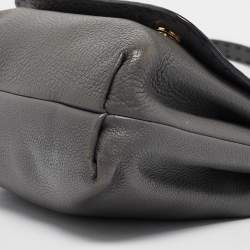 Dolce & Gabbana Grey Leather Miss Sicily Stitch Top Handle Bag