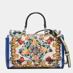 Pre Owned Dolce & Gabbana Multicolor Dauphine Majolica Leather Miss Sicily Top Handle Bag