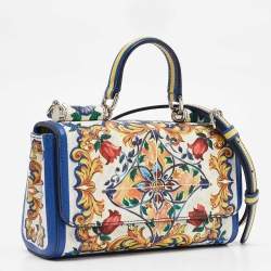 Pre Owned Dolce & Gabbana Multicolor Dauphine Majolica Leather Miss Sicily Top Handle Bag
