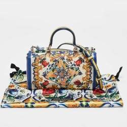 Pre Owned Dolce & Gabbana Multicolor Dauphine Majolica Leather Miss Sicily Top Handle Bag