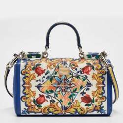 Pre Owned Dolce & Gabbana Multicolor Dauphine Majolica Leather Miss Sicily Top Handle Bag