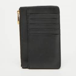 Pre Owned Dolce & Gabbana Black Leather Devotion Zip Card Holder