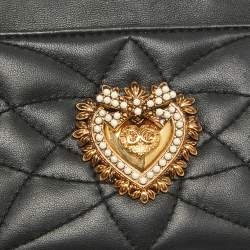 Pre Owned Dolce & Gabbana Black Leather Devotion Zip Card Holder