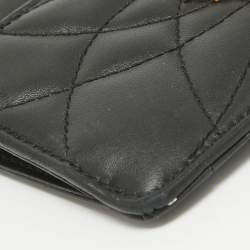 Pre Owned Dolce & Gabbana Black Leather Devotion Zip Card Holder