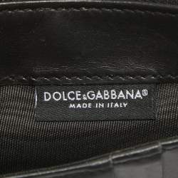 Pre Owned Dolce & Gabbana Black Leather Devotion Zip Card Holder