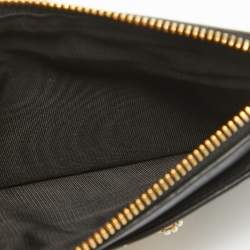 Pre Owned Dolce & Gabbana Black Leather Devotion Zip Card Holder