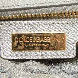 مملوكة مسبقًا Dolce & Gabbana Silver Crochet Lurex Fabric and Leather Large Miss Sicily Top Handle Bag