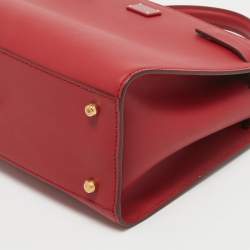 Pre Owned Dolce & Gabbana Red Leather Medium Sicily 62 Top Handle Bag
