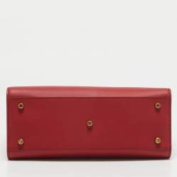 Pre Owned Dolce & Gabbana Red Leather Medium Sicily 62 Top Handle Bag