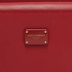 Pre Owned Dolce & Gabbana Red Leather Medium Sicily 62 Top Handle Bag