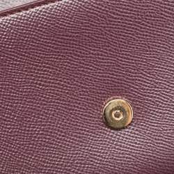 Dolce & Gabbana Purple Leather Crystal Logo Chain Clutch