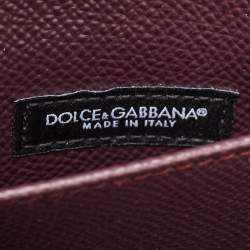 Dolce & Gabbana Purple Leather Crystal Logo Chain Clutch