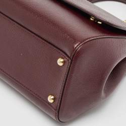 Pre Owned Dolce & Gabbana Burgundy Leather Medium Miss Sicily Top Handle Bag