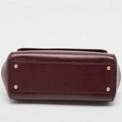 Pre Owned Dolce & Gabbana Burgundy Leather Medium Miss Sicily Top Handle Bag