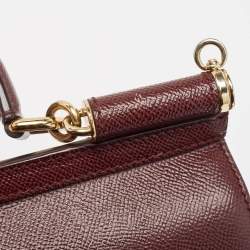 Pre Owned Dolce & Gabbana Burgundy Leather Medium Miss Sicily Top Handle Bag
