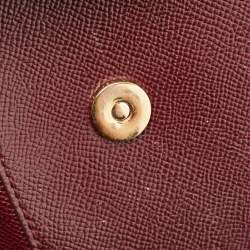 Pre Owned Dolce & Gabbana Burgundy Leather Medium Miss Sicily Top Handle Bag