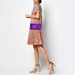Pre Owned Dolce & Gabbana Purple Holographic Patent Leather DG Millennials Shoulder Bag