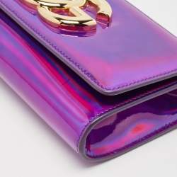 Pre Owned Dolce & Gabbana Purple Holographic Patent Leather DG Millennials Shoulder Bag