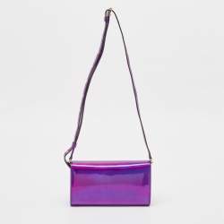 Pre Owned Dolce & Gabbana Purple Holographic Patent Leather DG Millennials Shoulder Bag