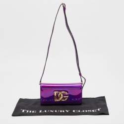 Pre Owned Dolce & Gabbana Purple Holographic Patent Leather DG Millennials Shoulder Bag