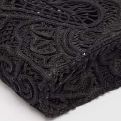 Pre Owned Dolce & Gabbana Black Crochet Fabric Small Beatrice Tote