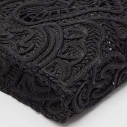Pre Owned Dolce & Gabbana Black Crochet Fabric Small Beatrice Tote