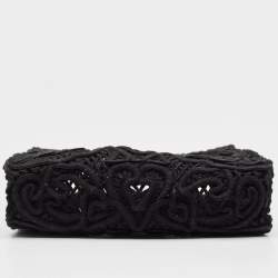 Pre Owned Dolce & Gabbana Black Crochet Fabric Small Beatrice Tote