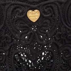 Pre Owned Dolce & Gabbana Black Crochet Fabric Small Beatrice Tote