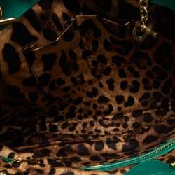 Pre Owned Dolce & Gabbana Green Quilted Leather Chain Shopper Tote